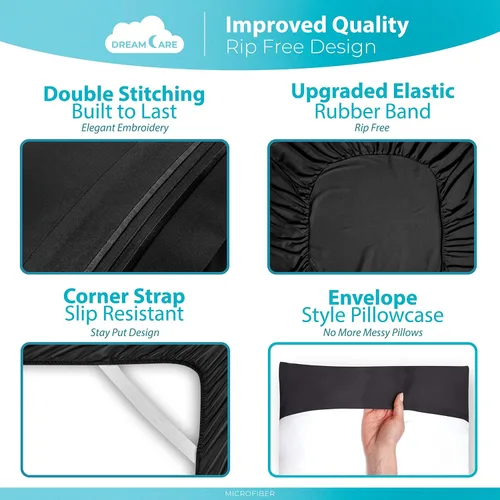 Vista 6 de DREAMCARE - Juego de sábanas de tamaño individual XL, 3 piezas, refrescantes, extralargas, suaves y duraderas de 100% poliéster de microfibra