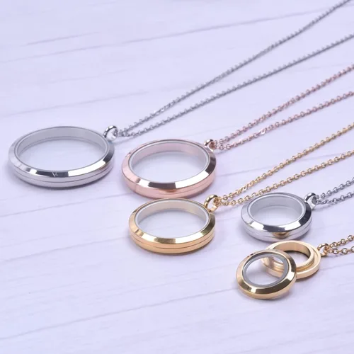 Vista 6 de Tamaño redondo Living Memory Photo Relicario Locket Colgante Flotante Cuadro Collares para Mujeres Regalo Joyería, L269-1.378 in