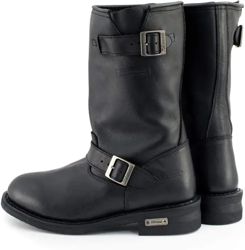 Vista 9 de Xelement 1440 - Botas de cuero para motocicleta de ingeniero negro (ancho y regular ancho)