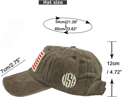 Vista 6 de Gorra de béisbol con bandera americana de algodón vintage ajustable lavada desgastada para hombres mujeres adolescentes