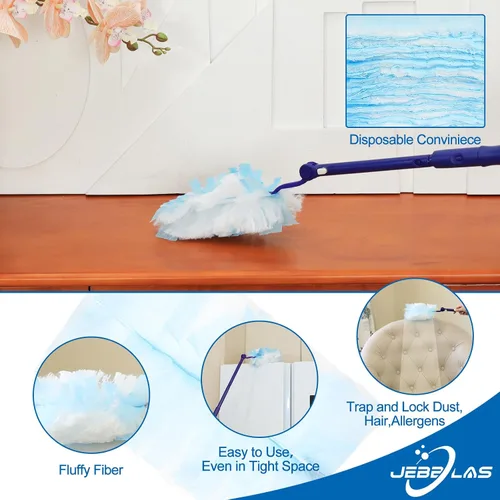 Vista 3 de JEBBLAS Recambio de plumero desechable, repuestos de plumero resistente, 20 unidades, recambio de plumeros multisuperficie para limpieza, repuestos