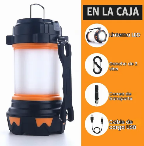 Vista 2 de AYL - Linterna LED de camping recargable, linterna superbrillante con luz de 360 grados, banco de energía, resistente al agua IPX4 para emergencias