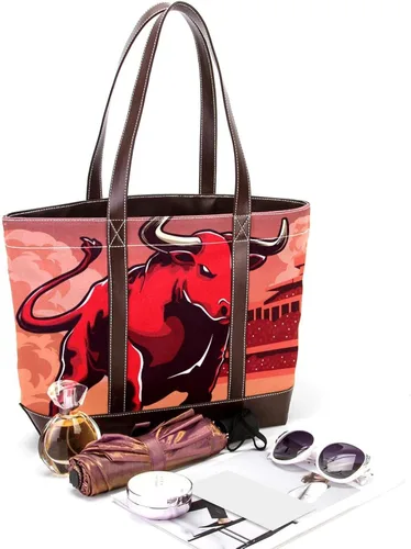 Vista 4 de Space Stars Rocket Planets - Bolsas grandes de lona de cuero para mujer, con asa superior y hombro