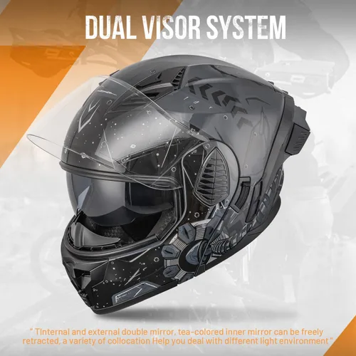 Vista 5 de OUMURS Cascos modulares de motocicleta de cara completa abatible, casco de motocicleta para bicicleta de calle, unisex, modelo 167 para adultos
