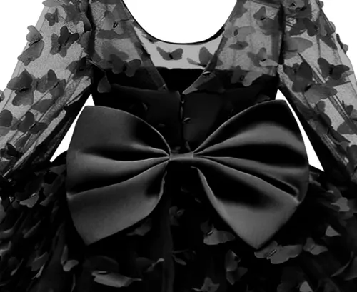 Vista 4 de KLFFLGID Vestido de mariposa con lentejuelas y lazo para bebé niña pequeña, tutú de flores para boda, fiesta de cumpleaños