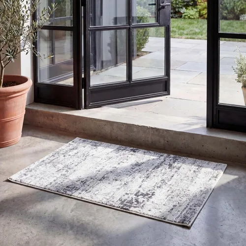 Vista 64 de SAFAVIEH Amelia Collection ALA700A - Alfombra decorativa de 2'2" x 4', diseño moderno abstracto, color marfil y azul, no desprende pelusa y de fácil