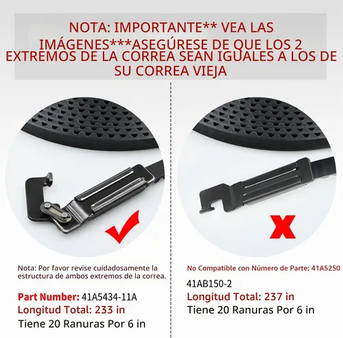 Vista 2 de Correa de transmisión de 233" 41A5434-11A para ensamblaje de correa de abridor de puerta de garaje Chamberlain Craftsman de 7 pies, compatible