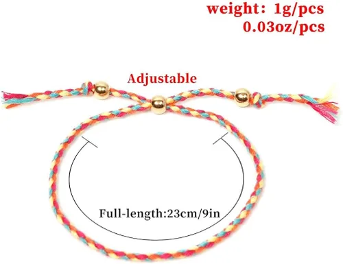 Vista 3 de MYANAIL Juego de pulseras coloridas de cuerda trenzada para adolescentes, niñas, mujeres, joyería de amistad, alambre retráctil, juego de pulseras