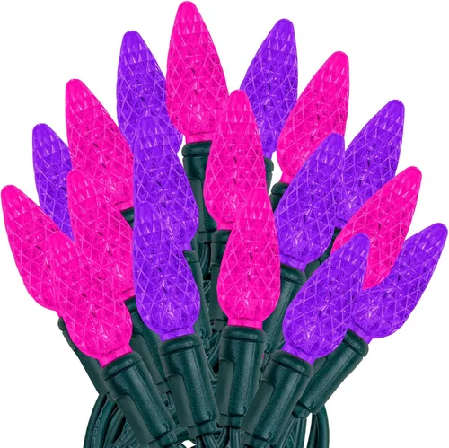 Vista 20 de Novelty Lights - Mini juego de 70 luces C6 LED de Navidad, serie de luces de grado comercial para exteriores, cable verde, 24 pies