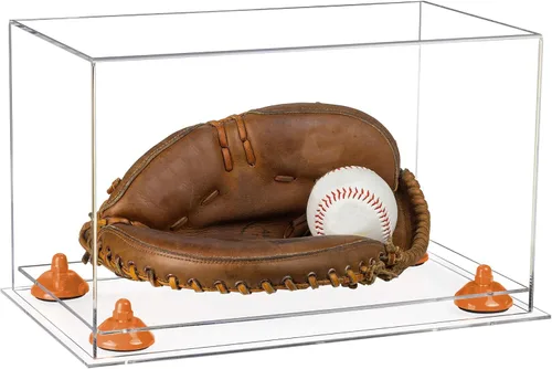 Vista 182 de Better Display Cases Vitrina de guantes de béisbol de acrílico transparente con elevadores negros (A011/V16)
