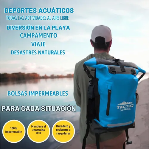 Vista 3 de TACTIKO Mochila resistente 100% impermeable, bolsas secas enrollables para kayak, senderismo, campamento, supervivencia