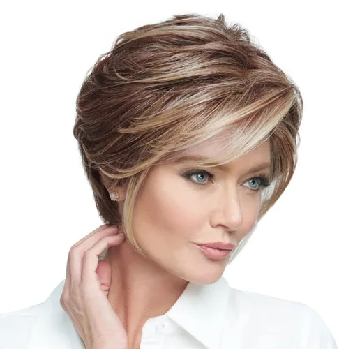 Vista 6 de Raquel Welch Go To Style - Peluca de pelo corto versátil y favorecedora de Hairuwear, gorra media, castaño iluminado por el sol RL10/12