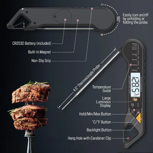 Vista 3 de Relleno de calcetines para hombres – Termómetro digital de carne, termómetro digital de lectura instantánea para alimentos con sonda impermeable