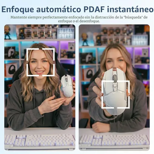 Vista 5 de Acer Cámara web A640 4K con micrófono de cancelación de ruido AI