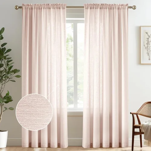 Vista 19 de Melodieux Cortinas de Niveles Semitraslúcidas Negras de 24 Pulgadas de Largo para Cocina, Cafetería, Dormitorio, Ventanas Pequeñas, Aspecto de Lino