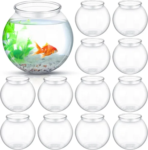 Vista 7 de Mifoci 3 peceras de plástico transparente de 100 onzas Goldfish Bowl multiusos redondo de escritorio para acuario transparente para el hogar