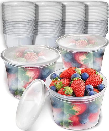 Vista 9 de Prep_Naturals_circles_containers BPA-Free Plastic Meal Prep Containers - Airtight Lids, Microwave & Freezer Safe for Portion Control