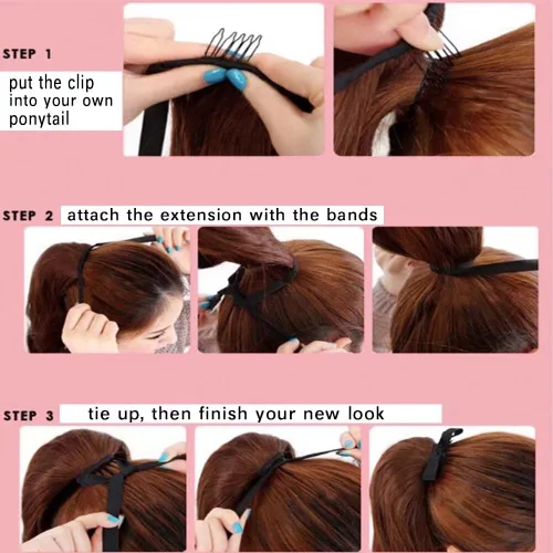 Vista 3 de Extensiones de cabello sintético de 20 pulgadas, 3.17 oz, ondulado, rizado, resistente al calor, fibra sintética para mujer