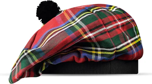 Vista 20 de Sombrero escocés Tam o Shanter Gorro escocés Tartan P.V Tartan (poliviscosa) Mezcla de lana con pompón Talla única para todos.