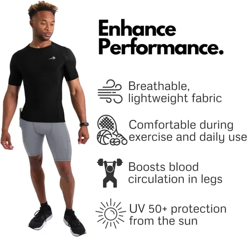 Vista 3 de CompressionZ Men's Compression Shorts with Pockets - Performance Sport Spandex Compression Underwear 8
