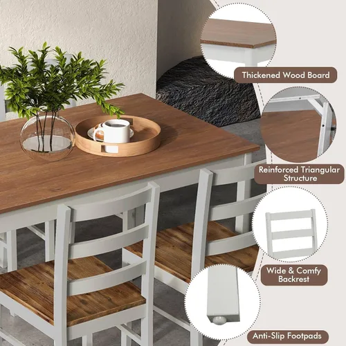 Vista 3 de Nightcore - Juego de mesa de cocina para 4, juego de mesa de comedor de madera con 4 sillas para espacios pequeños, juego de comedor pequeño