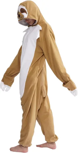 Vista 4 de Adult Sloth Onesie Pajamas Cosplay Animal Homewear Sleepwear Jumpsuit Costume for Women Men