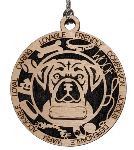 Vista 101 de Adorno de Navidad personalizado para perro Cavalier King Charles Spaniel, redondo de 3 pulgadas, madera cortada con láser de 2 capas, nombre y texto