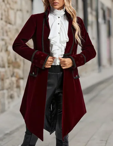 Vista 6 de Chaqueta pirata estilo gótico victoriano vintage para mujer, abrigo largo steampunk