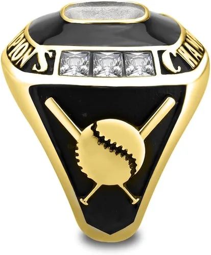 Vista 3 de Anillo de campeonato de acero inoxidable con texto y color personalizados - Trofeo, fútbol americano, béisbol, baloncesto, deportes electrónicos