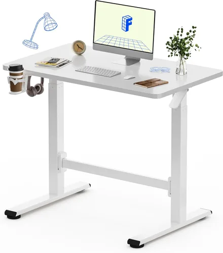Vista 14 de FLEXISPOT H7 Plus - Escritorio de pie ajustable con resorte de gas, estación de trabajo móvil con rueda, escritorio inalámbrico para habitación