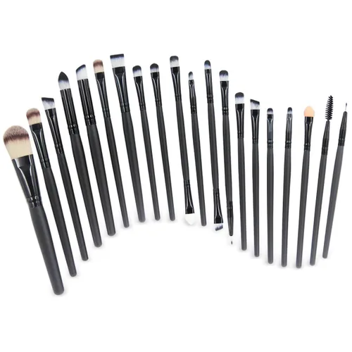 Vista 7 de Juego EmaxDesign de brochas para maquillaje profesional de 20 piezas, para rostro, sombra de ojos, base, rubor, polvos y cremas líquidas