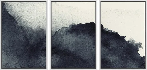 Vista 56 de NWT Lienzo enmarcado para pared, juego de arte en acuarela pastel, bosque de montaña oscura, naturaleza silvestre, ilustraciones de arte moderno