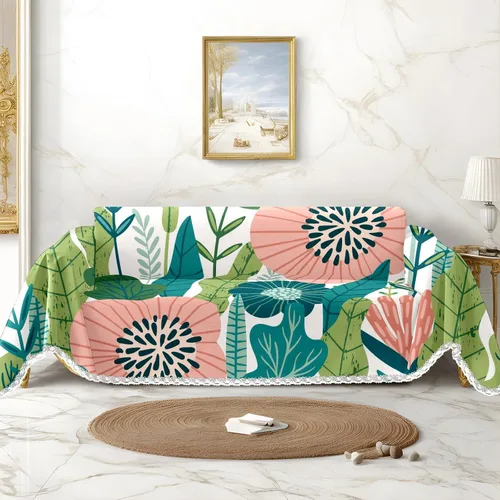 Vista 10 de Funda de sofá con estampado floral, fundas de sofá para sillón, funda resistente a las manchas, protector universal de muebles