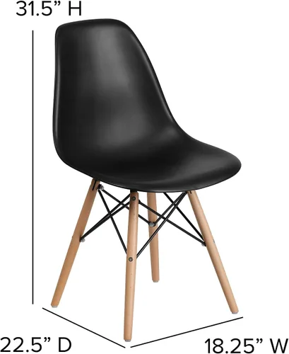 Vista 3 de Flash Furniture - Paquete de 2 sillas Elon Series de plástico negro con patas de madera