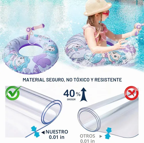 Vista 4 de Inflatable Pool Float with Water Gun, Floaties for Adults Teens and Kids, Pool Toys for Kids Ages 8-12, Beach Inner Pool Tubes for Floating, Summer