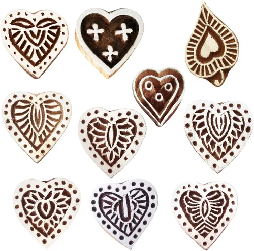 Vista 16 de Sellos de madera artísticos pequeños bloques de impresión de diseño redondo (juego de 10) Htag2151
