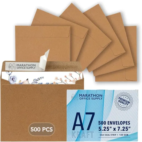 Vista 7 de MOS — Sobres de Papel Kraft A1 de 3.6 x 5.1 Pulgadas, Paquete de 100 — Sobres de Invitación Autoadhesivos Marrones de Peso Pesado para RSVP