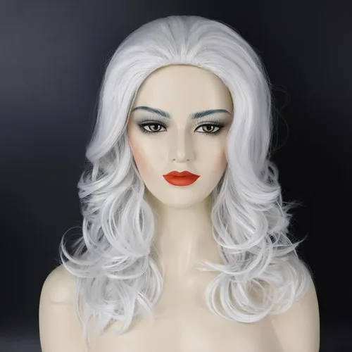 Vista 35 de Peluca de cosplay estilo Bob azul oscuro + horquilla de libélula + collar para fiesta, disfraz de Halloween, peluca de mujer