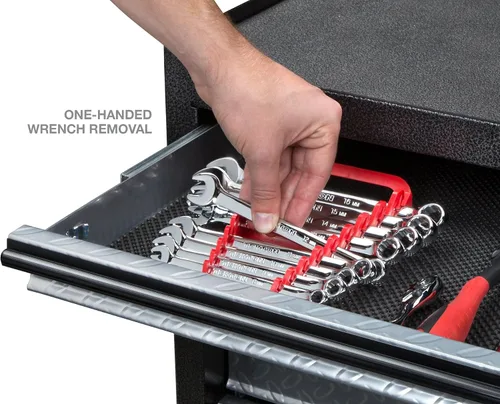 Vista 6 de TEKTON Soporte para llaves combinadas de 9 herramientas (rojo) 79365 Fabricado en Estados Unidos