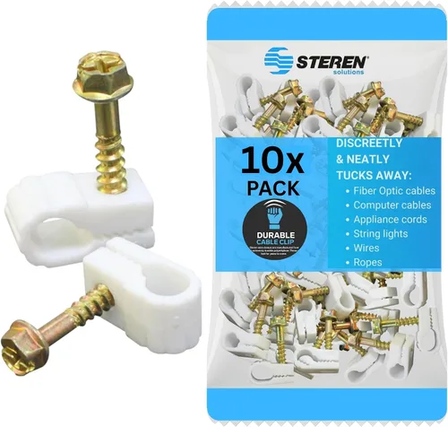 Vista 13 de STEREN Clips coaxiales para cables - Soporte para cables - Clips de alambre - Clips laterales para colgar - Soporte de cable para escritorio Gris