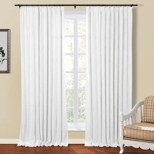 Vista 22 de TWOPAGES Cortina de Pliegues Pellizco Beige para Sala de Estar de 84 Pulgadas de Largo, Panel de Cortina de Ventana de Doble Capa Oscurecedora