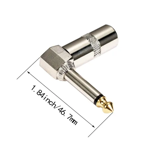 Vista 7 de Enchufe de ángulo recto de 90 grados de audio de 1/4 pulgadas, conector de soldadura TS mono macho resistente de 0.250 in para cables de altavoz