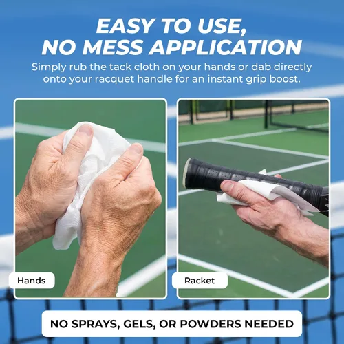 Vista 3 de Tourna Tac Rag - Paño de agarre pegajoso para tenis, pickleball y deportes (paquete de 2) - Potenciador de agarre para manos y asas, sin residuos