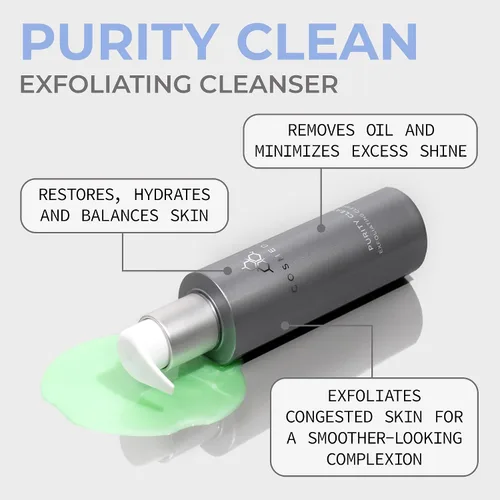 Vista 2 de COSMEDIX Purity Clean Limpiador facial exfoliante – Limpiador facial suave, restaura e hidrata para una piel clara y uniforme, fabricado con aceites