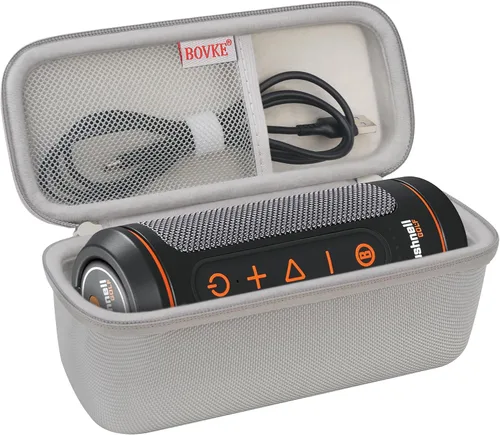 Vista 8 de BOVKE Funda de transporte para Bushnell Wingman 2/Bushnell Wingman Golf GPS Bluetooth altavoz, bolsillo de malla adicional para cables de carga