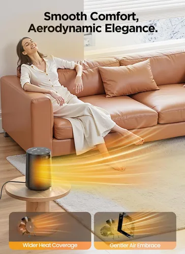 Vista 4 de GiveBest Calentador de espacio, calentadores eléctricos portátiles para uso en interiores con termostato y control remoto, oscilación de 70°
