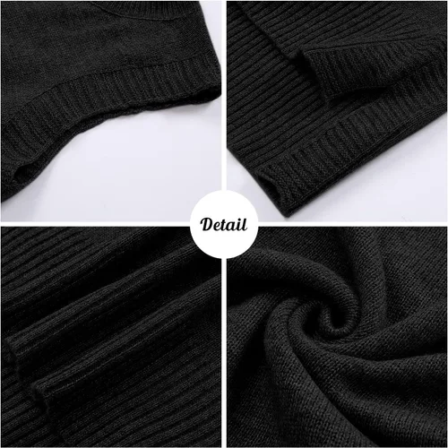 Vista 6 de PEIQI Suéter de punto para mujer, sin mangas, liso, casual, básico
