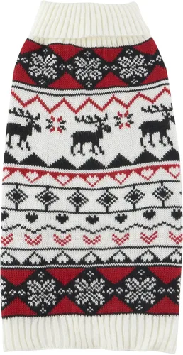 Vista 9 de Suéter para perros y gatos con motivos festivos, color rojo clásico, XS, Rojo