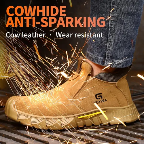 Vista 3 de Welding Boots for Men Slip On Work Boots for Men Fireproof Steel Toe Boots Men's Steel Toe Shoes Indestructible Safety Toe Shoes Construction Boots