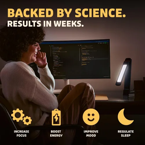 Vista 4 de Circadian Optics Lumos 2.0 Lámpara de escritorio con terapia de luz brillante Como se ve en Shark Tank Brillo ultra potente de 10,000 LUX El